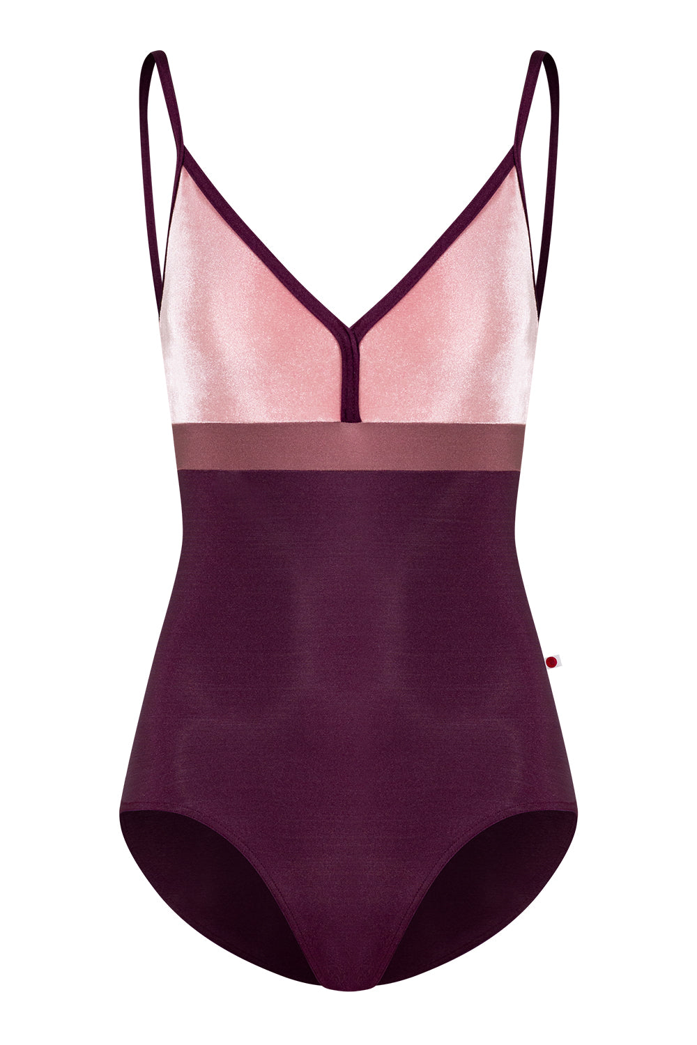 Zoe leotard in N-Opera body & trim color with V-Dreamy top color and N-Phoenix middle band color