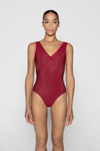 Alicia leotard in N-Berry body & top color with V-Cerise trim color