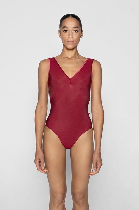 Alicia leotard in N-Berry body & top color with V-Cerise trim color
