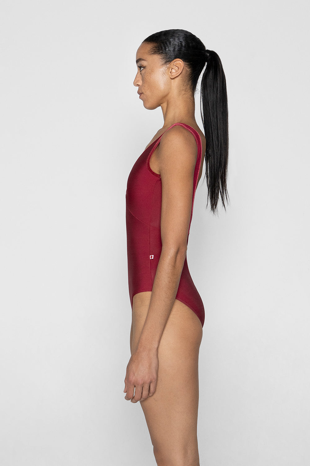 Alicia leotard in N-Berry body & top color with V-Cerise trim color