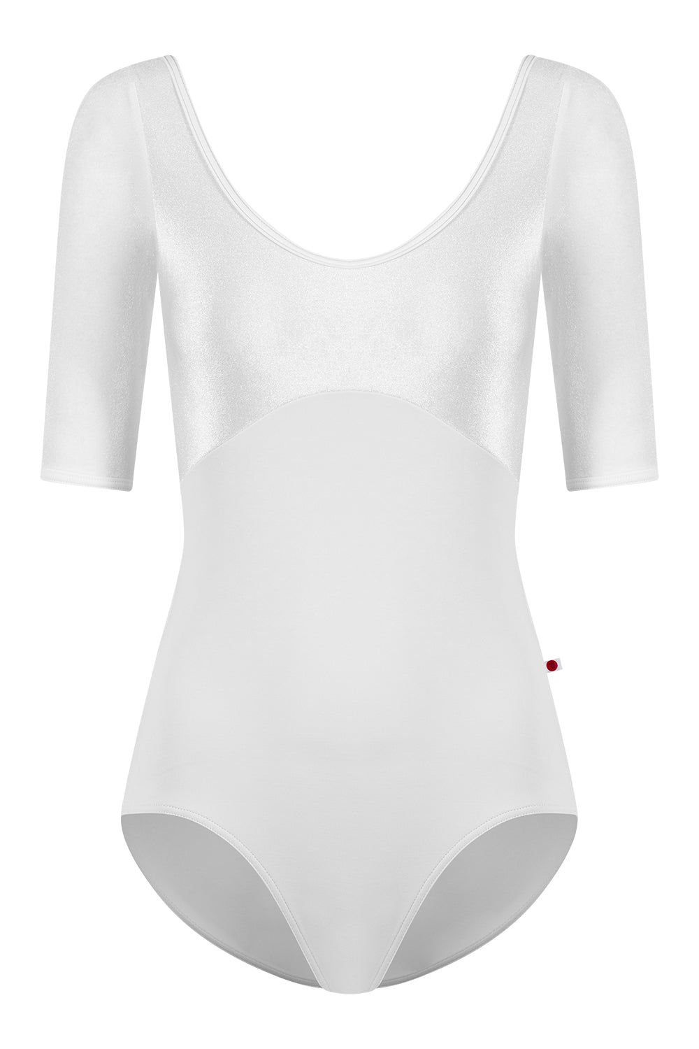 Anna Duo leotard in T-White body color with V-White top color and T-White trim color with half Sleeves