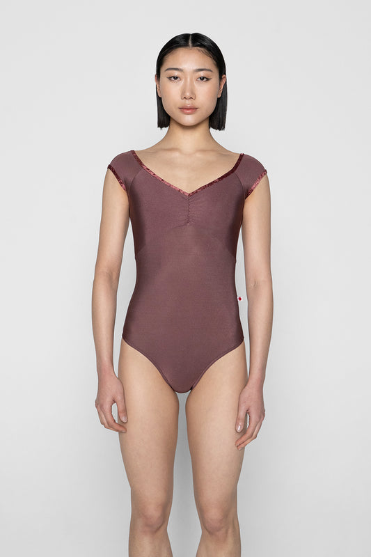 Elli leotard in N-Phoenix body & top color with CV-Garnet trim color