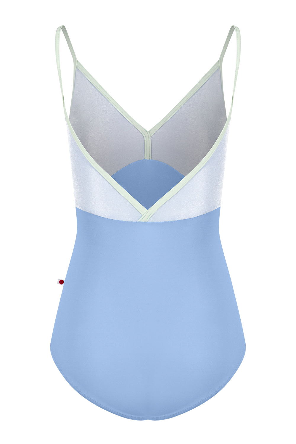 Daria leotard in T-Paradise body color with V-Serenade top color and T-Pistachio trim color