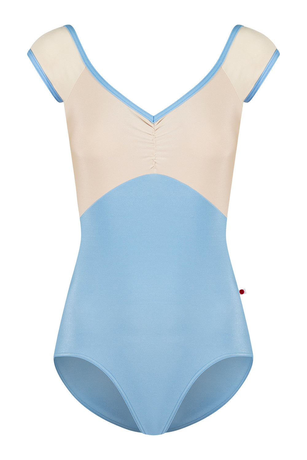 Elli leotard in N-Moontide body & trim color with N-Pearl top & cap sleeve color