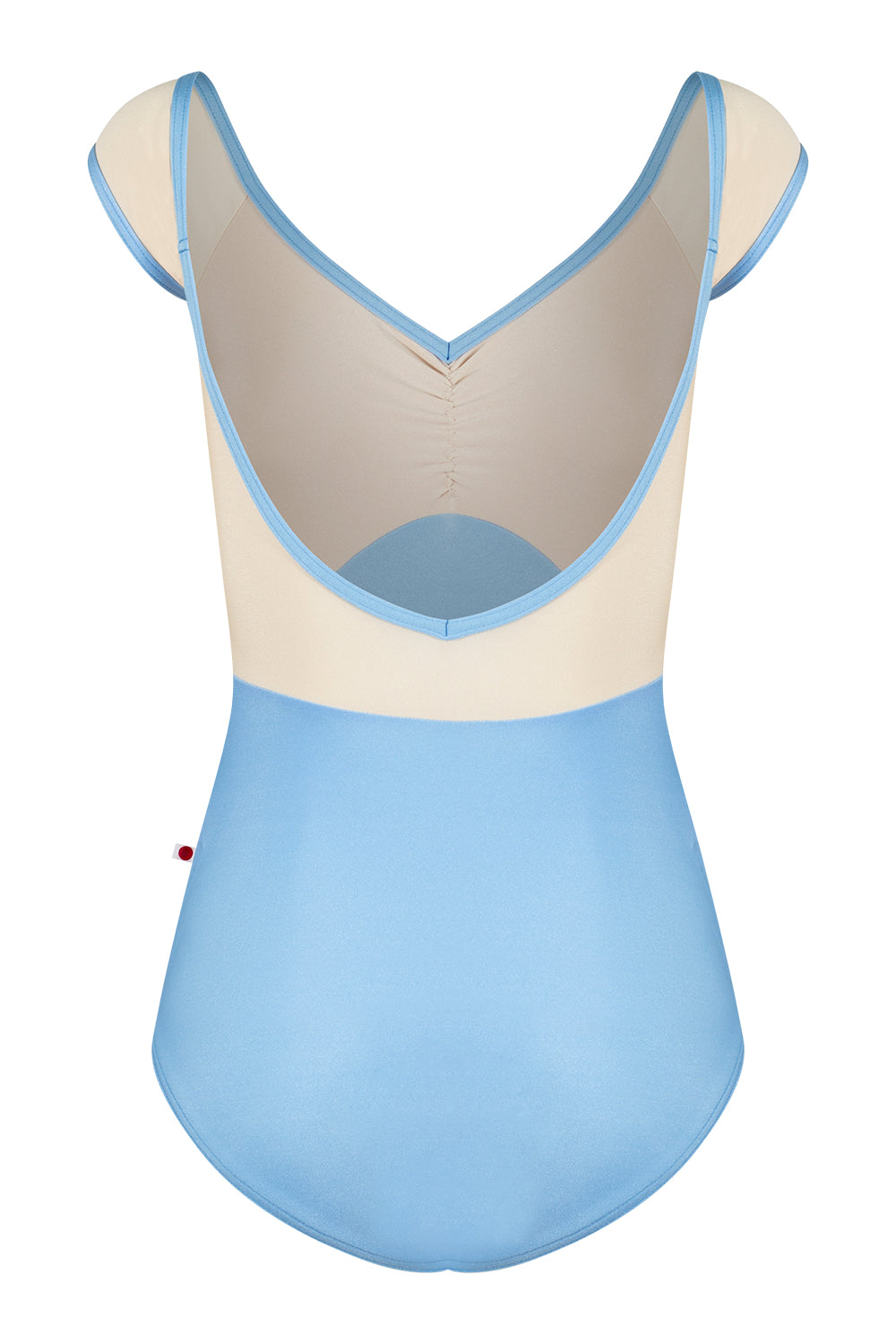 Elli leotard in N-Moontide body & trim color with N-Pearl top & cap sleeve color