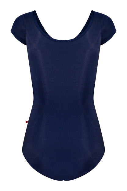 Cora leotard in N-Dark Blue body color with N-Dark Blue trim color and N-Poem zipper color