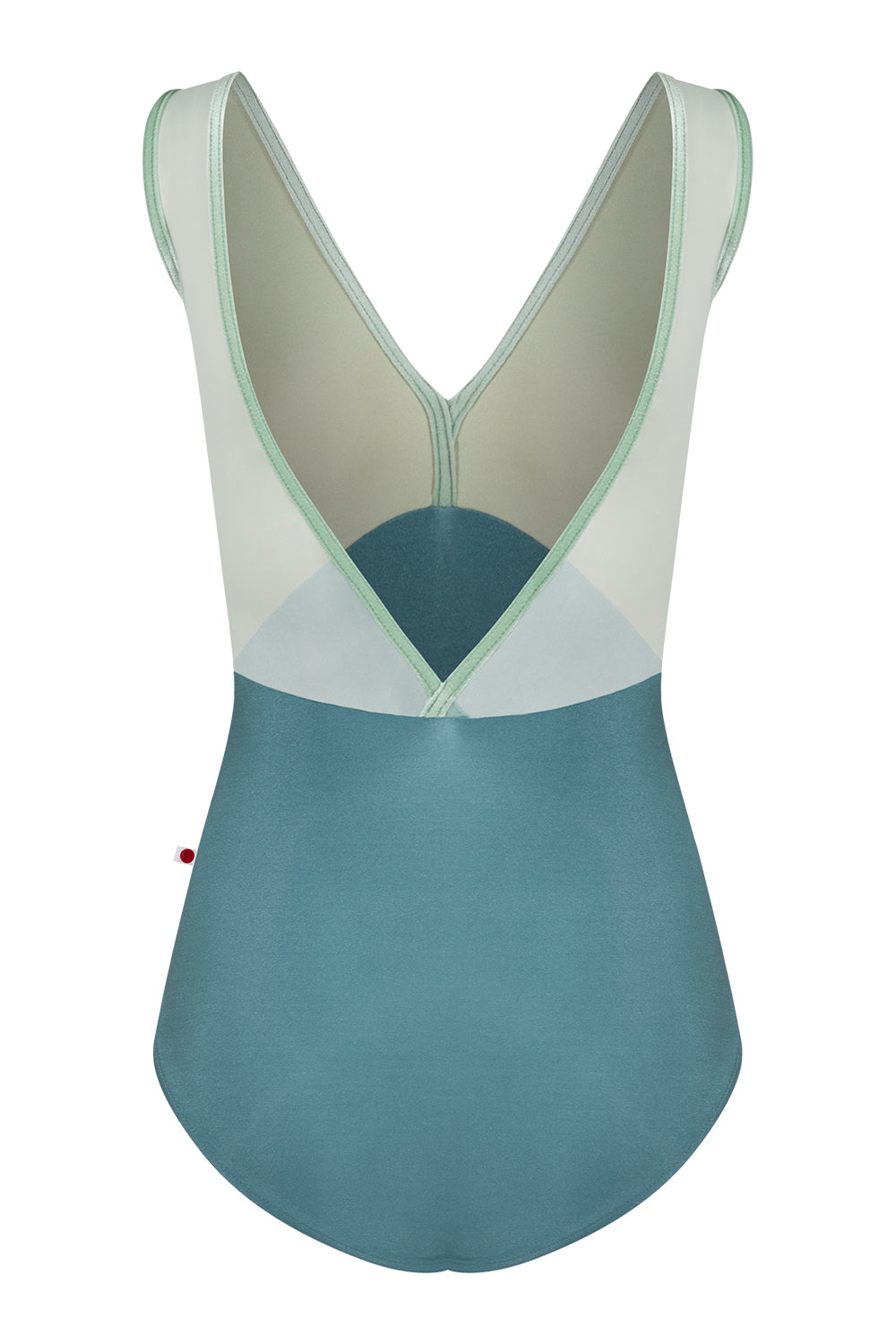Alicia leotard in N-Frost body color with N-Ginko & Mesh Whisper top color and V-Meadow trim color 