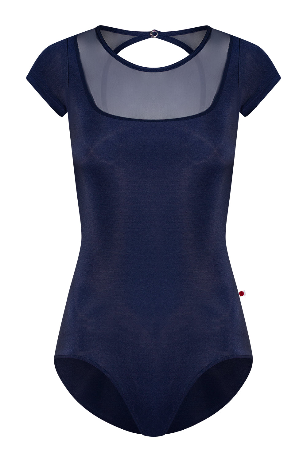 Cynthia leotard in N-Dark Blue body color with Mesh Dark Blue top color and N-Dark Blue trim color & short sleeves