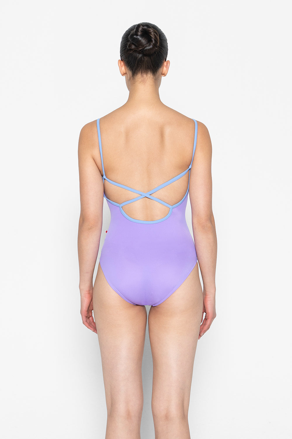 Daniela pinch leotard in T-Iris body color with T-Paradise trim color