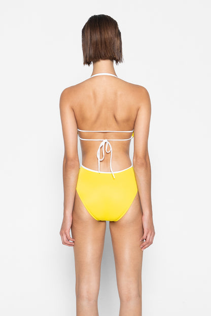Kate leotard in T-Buttercup body color with T-White trim color
