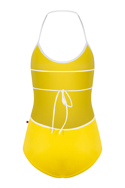 Kate leotard in T-Buttercup body color with T-White trim color