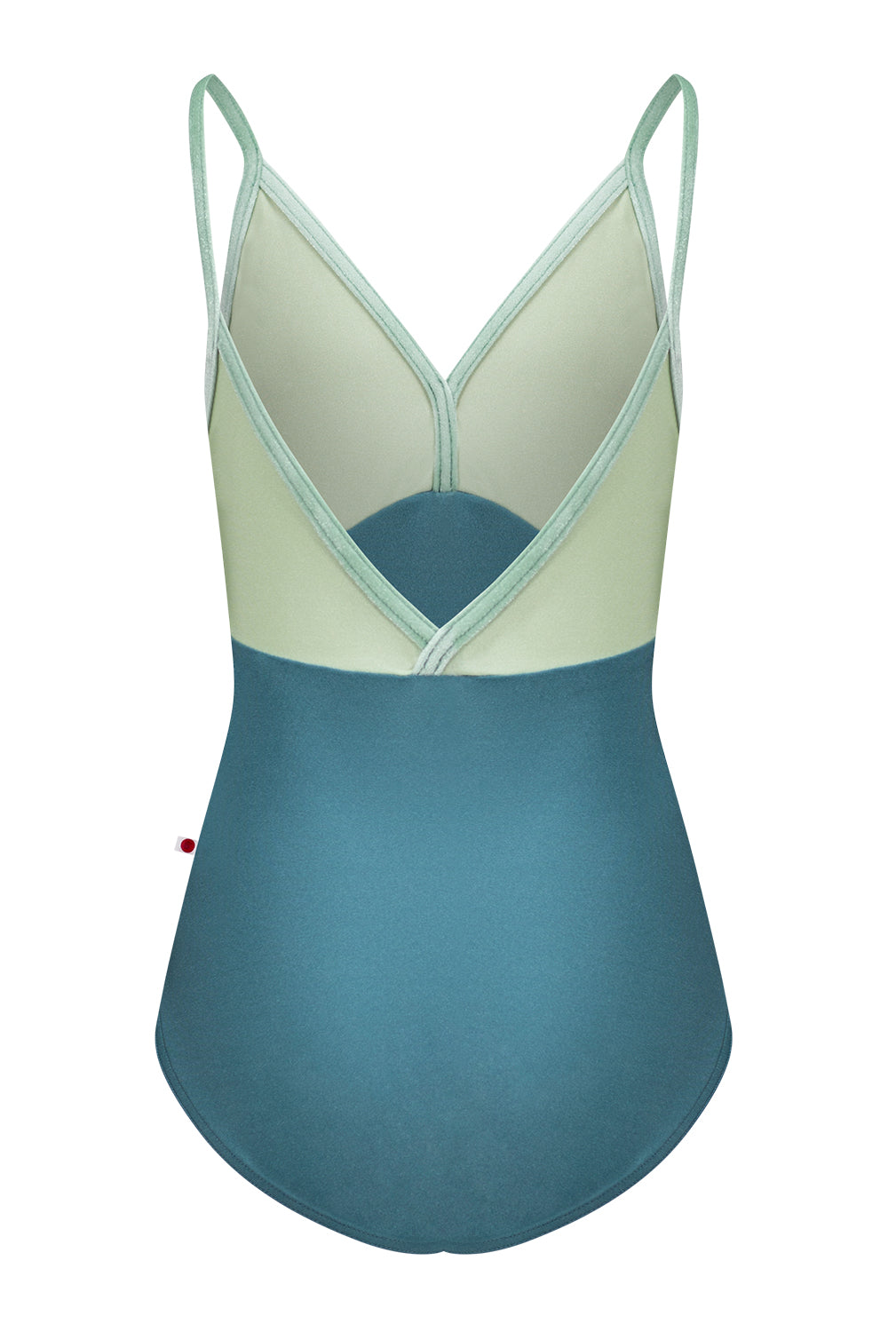 Kids Daria leotard in N-Frost body color with N-Ginko top color and V-Meadow trim color