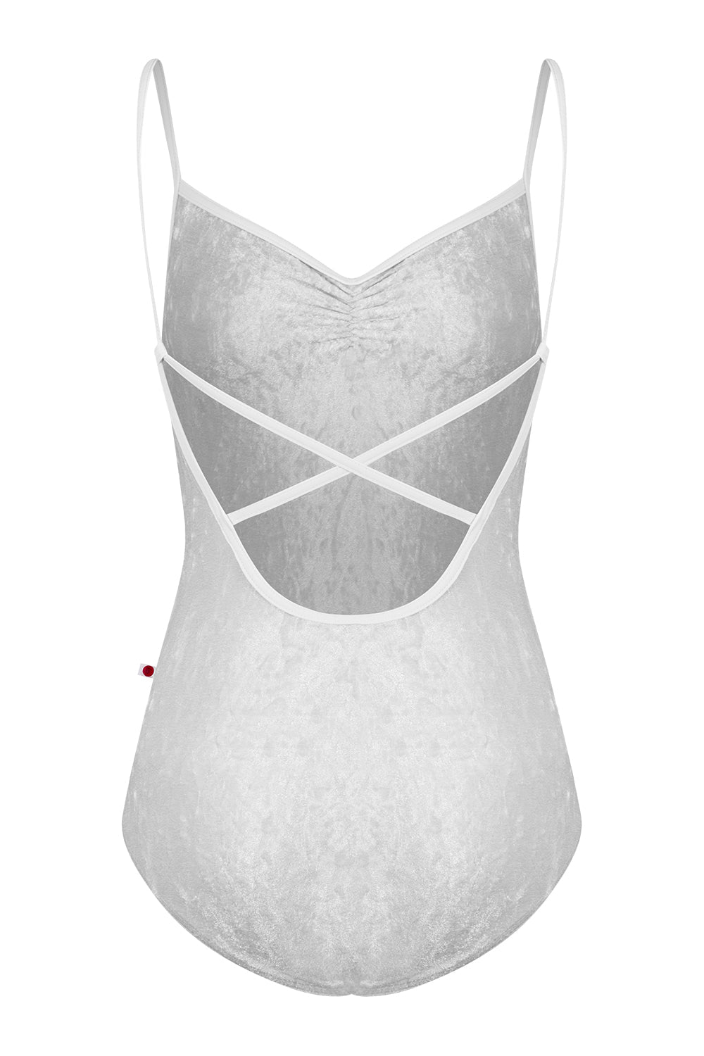 Daniela pinch leotard in CV-Silver body color with T-White trim color