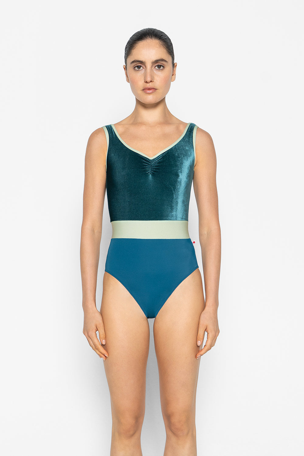 Lucy leotard in T-Zenith body color with V-Orbit top color and N-Ginko trim & middle band color