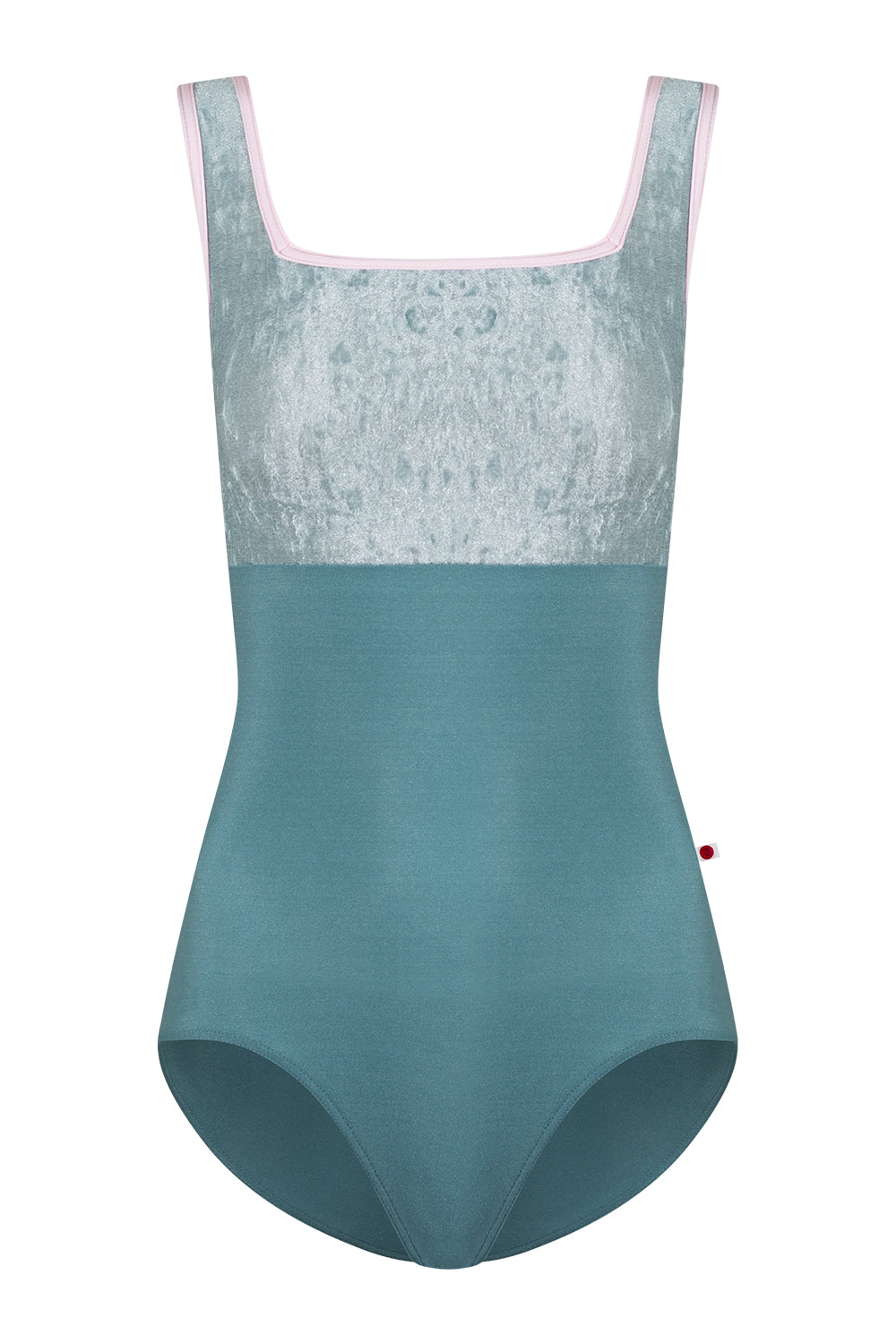 Marieke Duo leotard in N-Frost body color with CV-Ice top color and N-Rose trim color