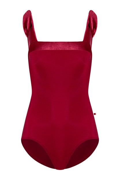 Mimi leotard in N-Berry body color with V-Cerise top color