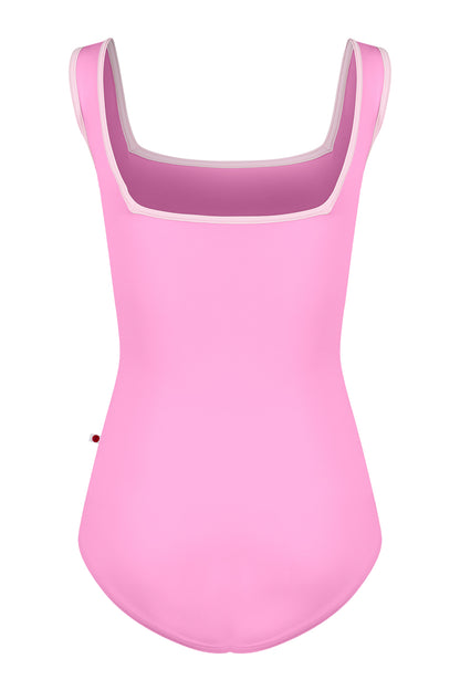 Kids Marieke leotard in T-Aurora body color with T-Rose trim color