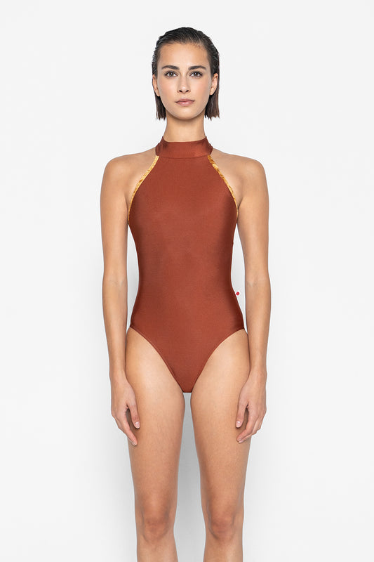 Sarah leotard in N-Bronze body color with CV-Bling trim color
