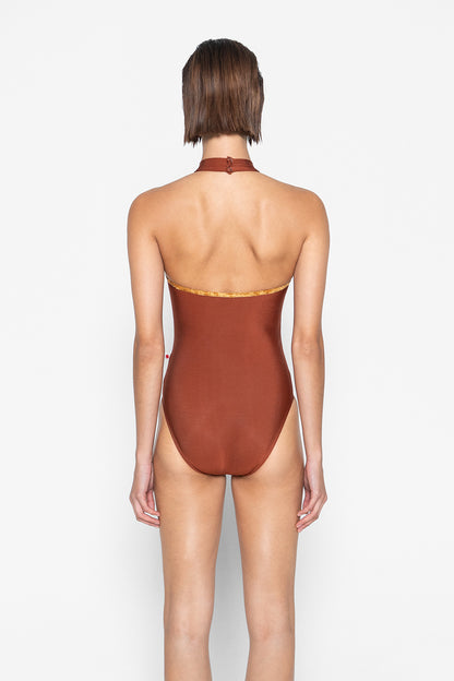Sarah leotard in N-Bronze body color with CV-Bling trim color