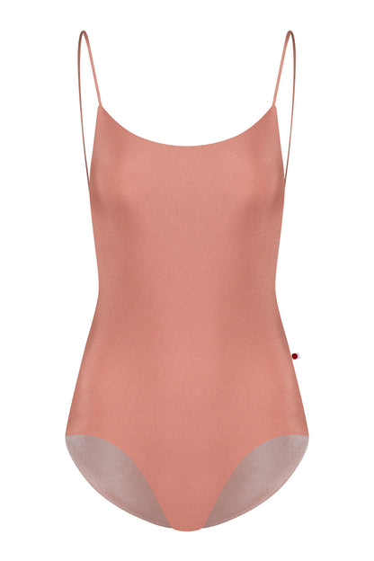 Romy leotard in V-Blush Body color with N-Rosewood inner pannel and N-Rosewood trim color