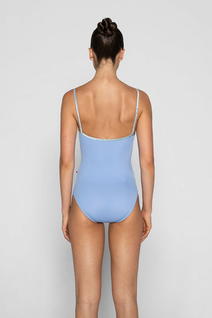 Kathy leotard in T-Paradise body color, CV-Ice trim color with Mesh Whisper overlay