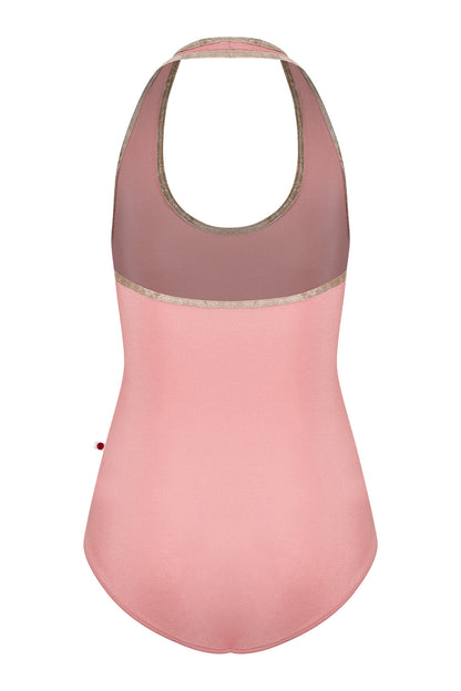 Jaione leotard in N-Antique Rose body color with CV-Toffee trim color