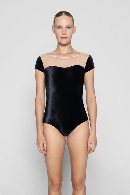 Jane leotard in V-Black body color with Mesh Dolce top color and N-Base trim color