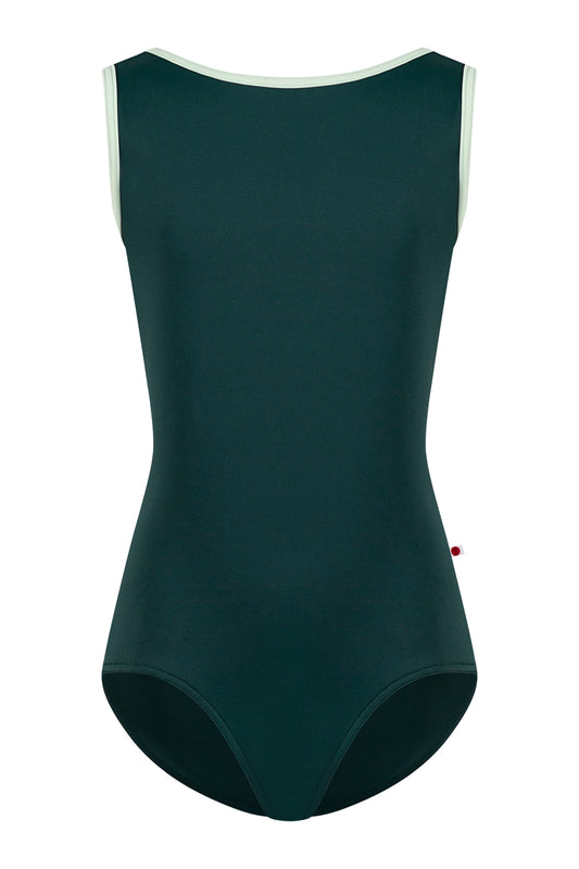Kids Sofiane leotard in T-Kale body color with T-Pistachio trim color