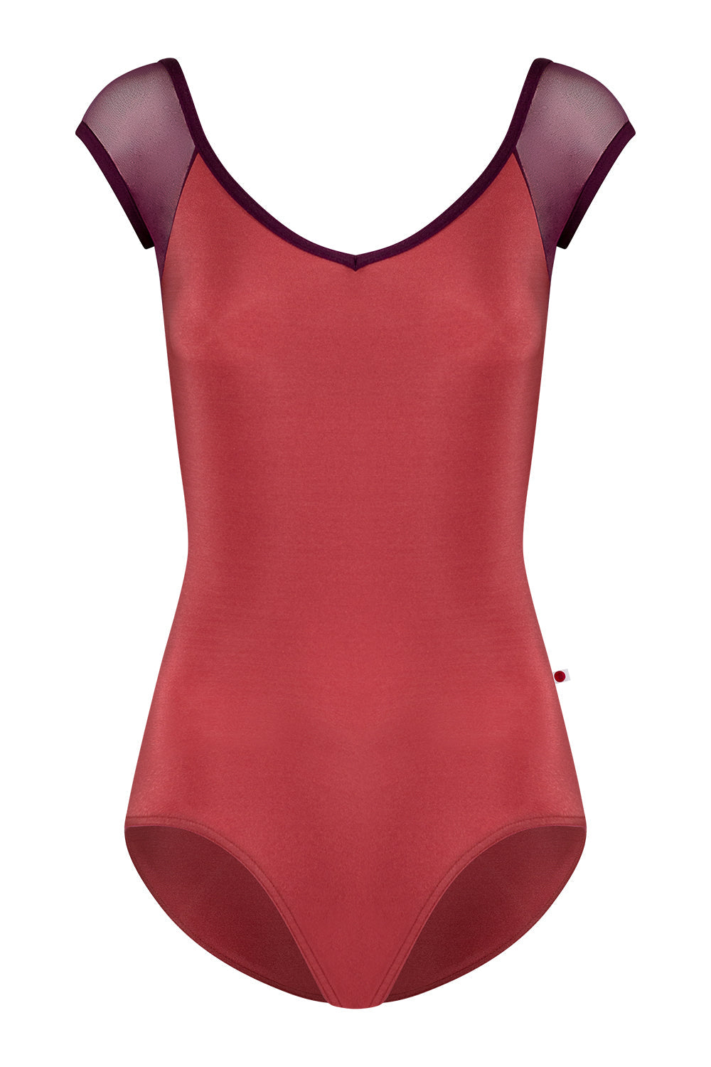 Nina leotard in N-Fox body color with Mesh Opera top color & cap sleeves and N-Opera trim color