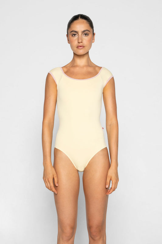 Wendy leotard in T-Vanilla body color with T-Petal trim color