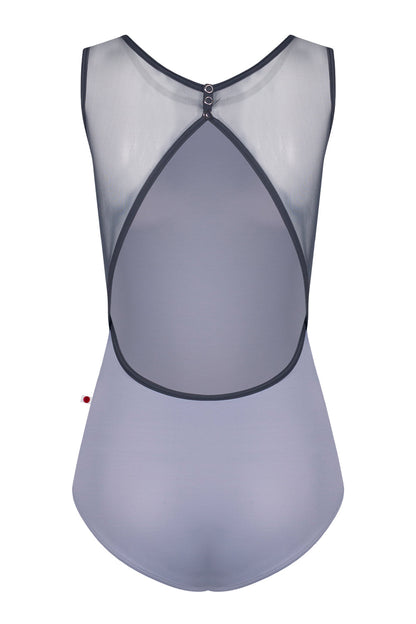 Larissa leotard in T-Slate body color with Mesh Titanium top color and T-Titanium trim color