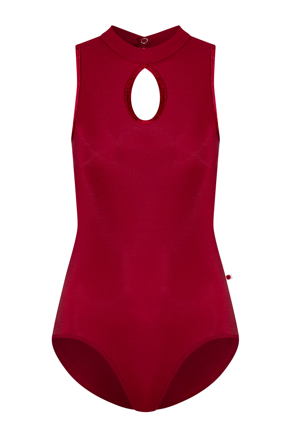 Elise leotard in N-Berry body color with CV-Dark Red trim color