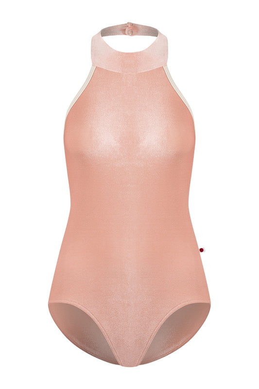 Sarah leotard in V-Blush body color with N-Pearl trim color