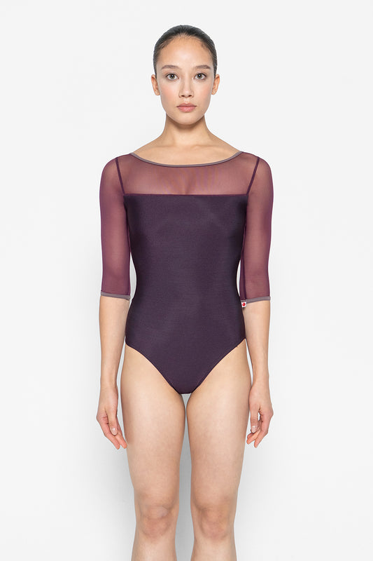 Meagan leotard in N-Opera body color with Mesh Opera top color & half sleeves and T-Phantom trim color