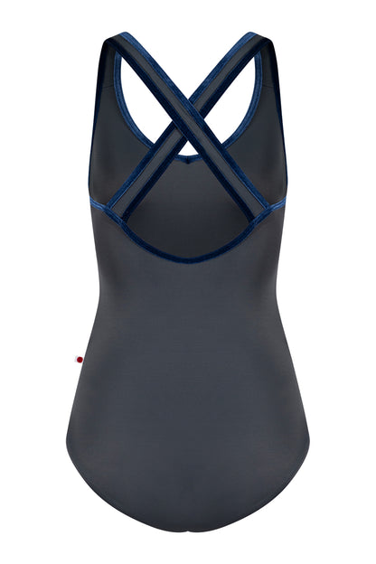 Sonoya leotard in T-Titanium body color with V-Pisces trim color