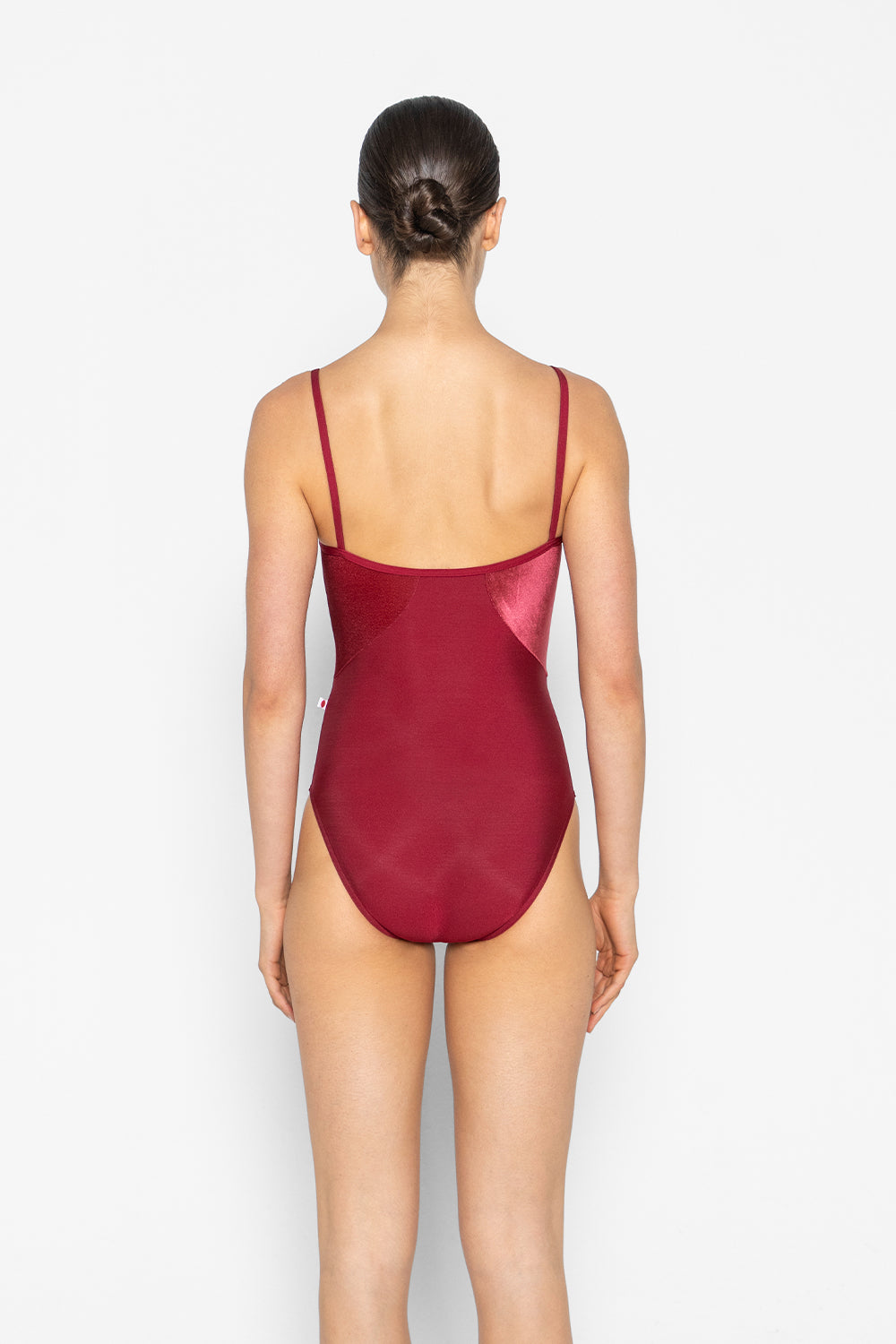 Amanda leotard in N-Berry body color with V-Cerise top color and N-Berry trim color