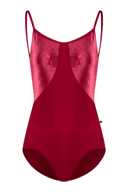 Amanda leotard in N-Berry body color with V-Cerise top color and N-Berry trim color