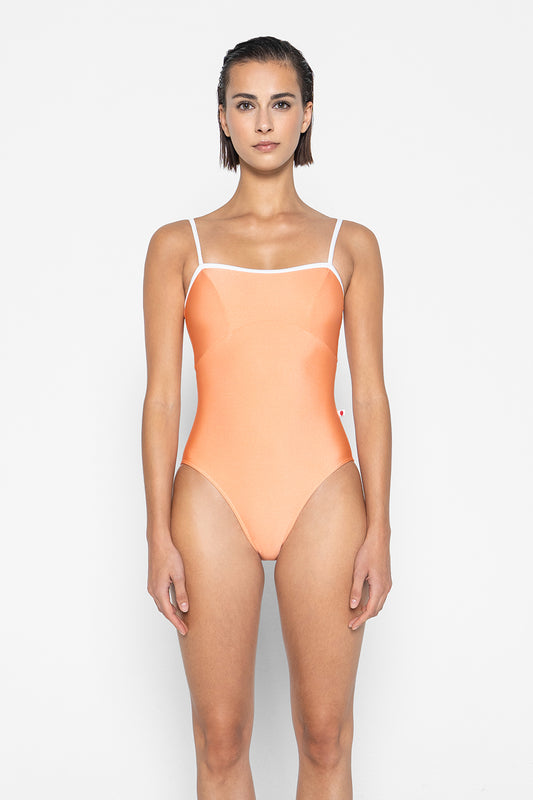 Denise leotard in N-Sorbet body & top color with T-White trim color