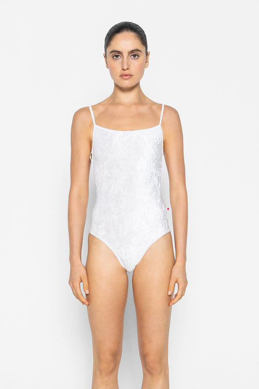 Tamara leotard in CV-White body color with T-White trim color