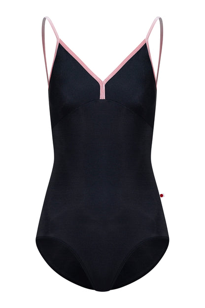 Kids Daria leotard in N-Black body & top color with V-Dreamy trim color