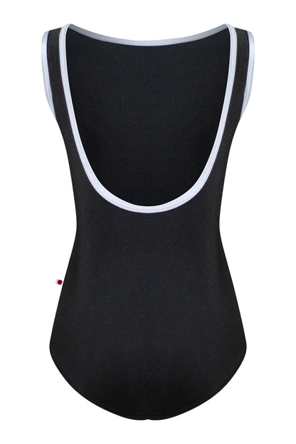 Kids Sofiane leotard in N-Black body color with V-Serenade trim color