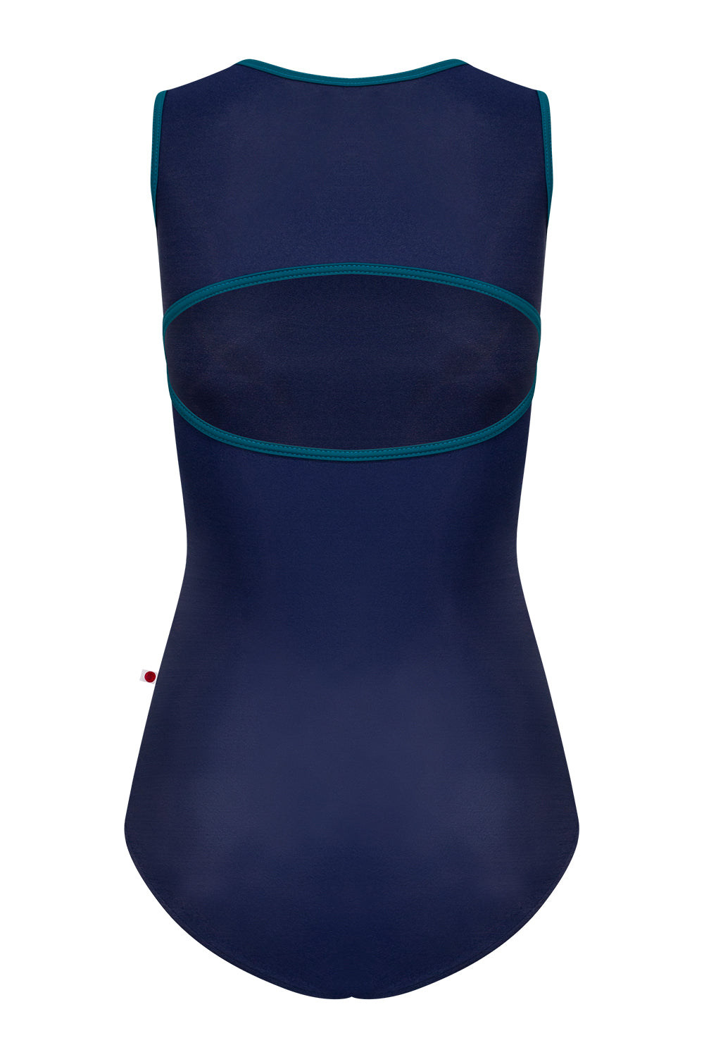 Becky leotard in N-Dark Blue body & top color with T-Zenith trim color