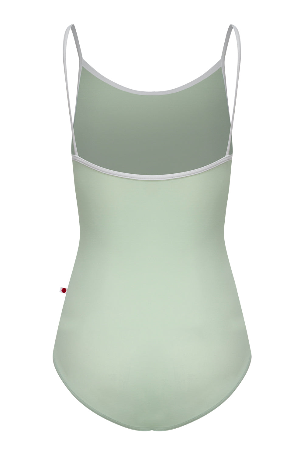 Kathy leotard in T-Pistachio body color, T-White trim color with Mesh Whisper overlay