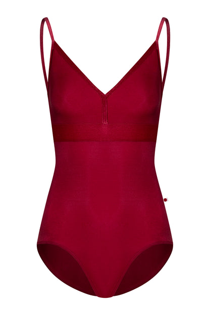 Zoe leotard in N-Berry body & top color with V-Cerise trim & middle band color