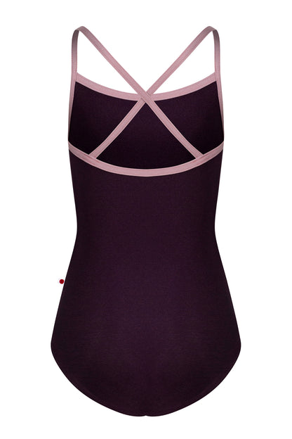 Kids Lilia leotard in N-Eggplant body color with N-Magic trim color