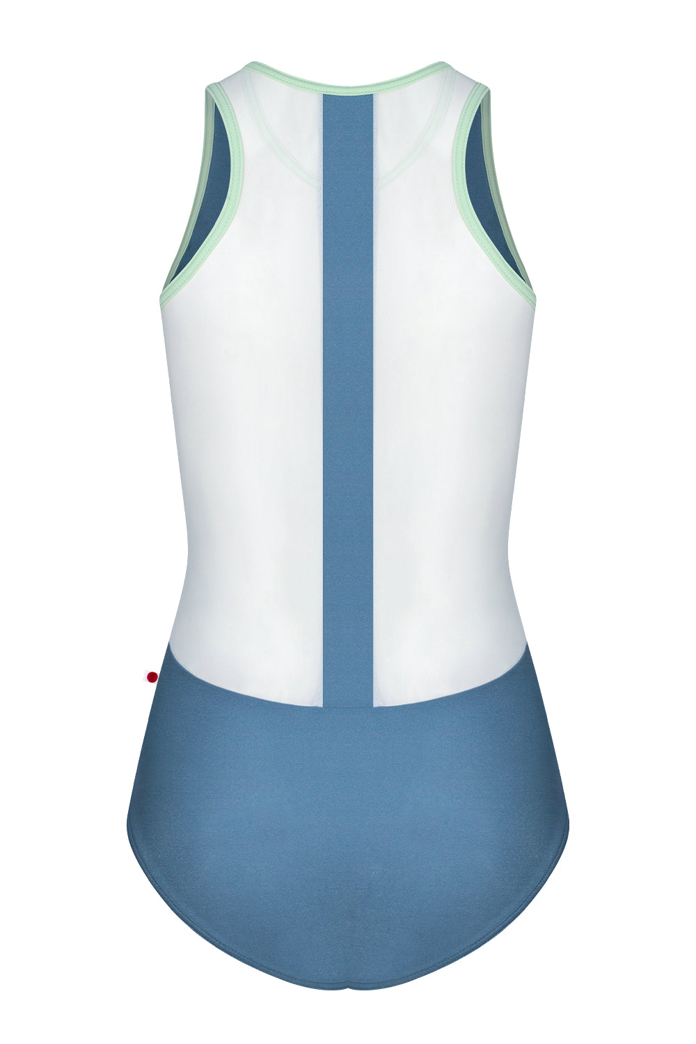 Sasha leotard in N-Riva body color with Mesh White top color and T-Pistachio trim color