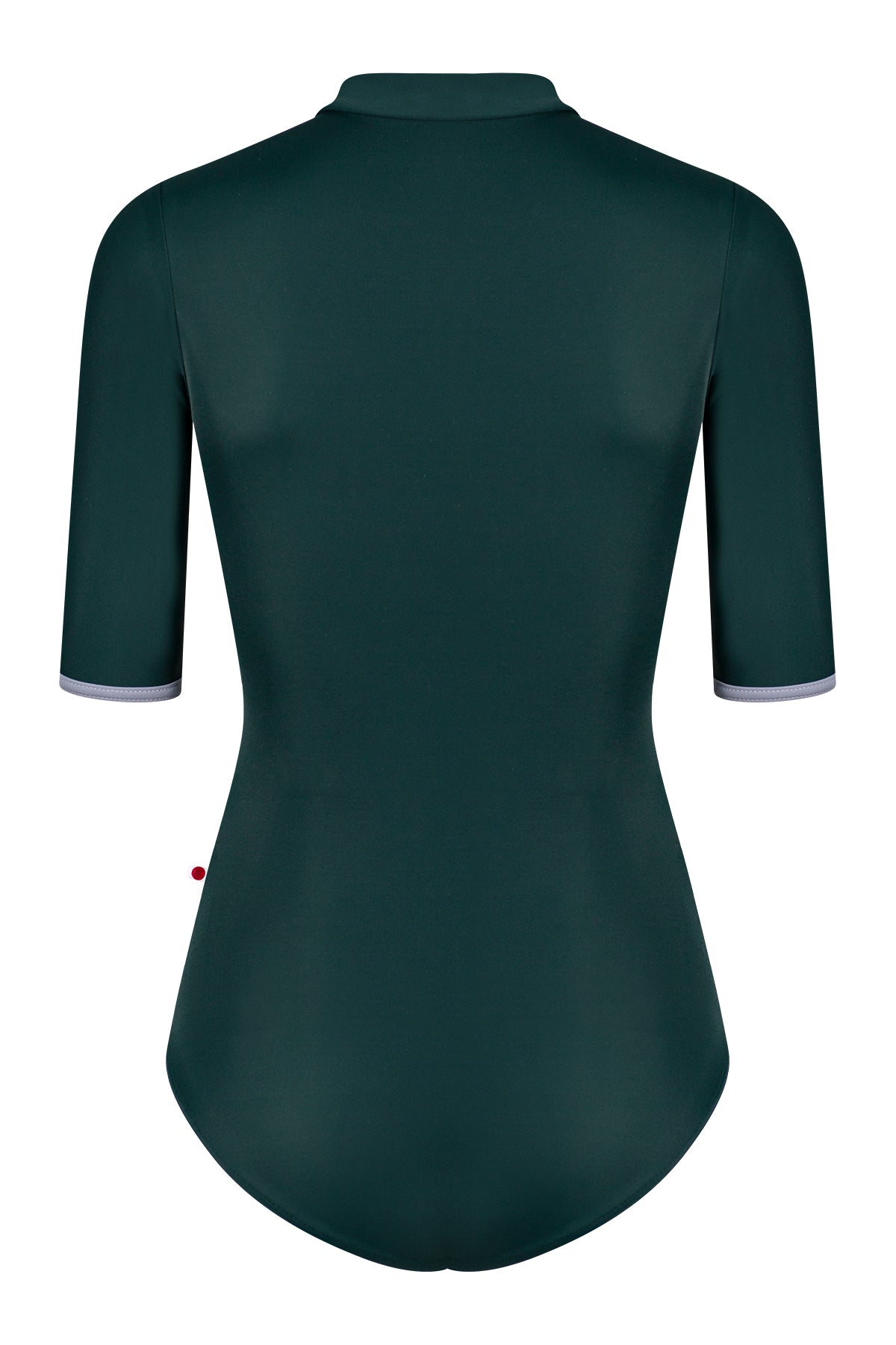 Jessica leotard in with half sleeves inT-Kale body color with T-Slate trim & zipper color