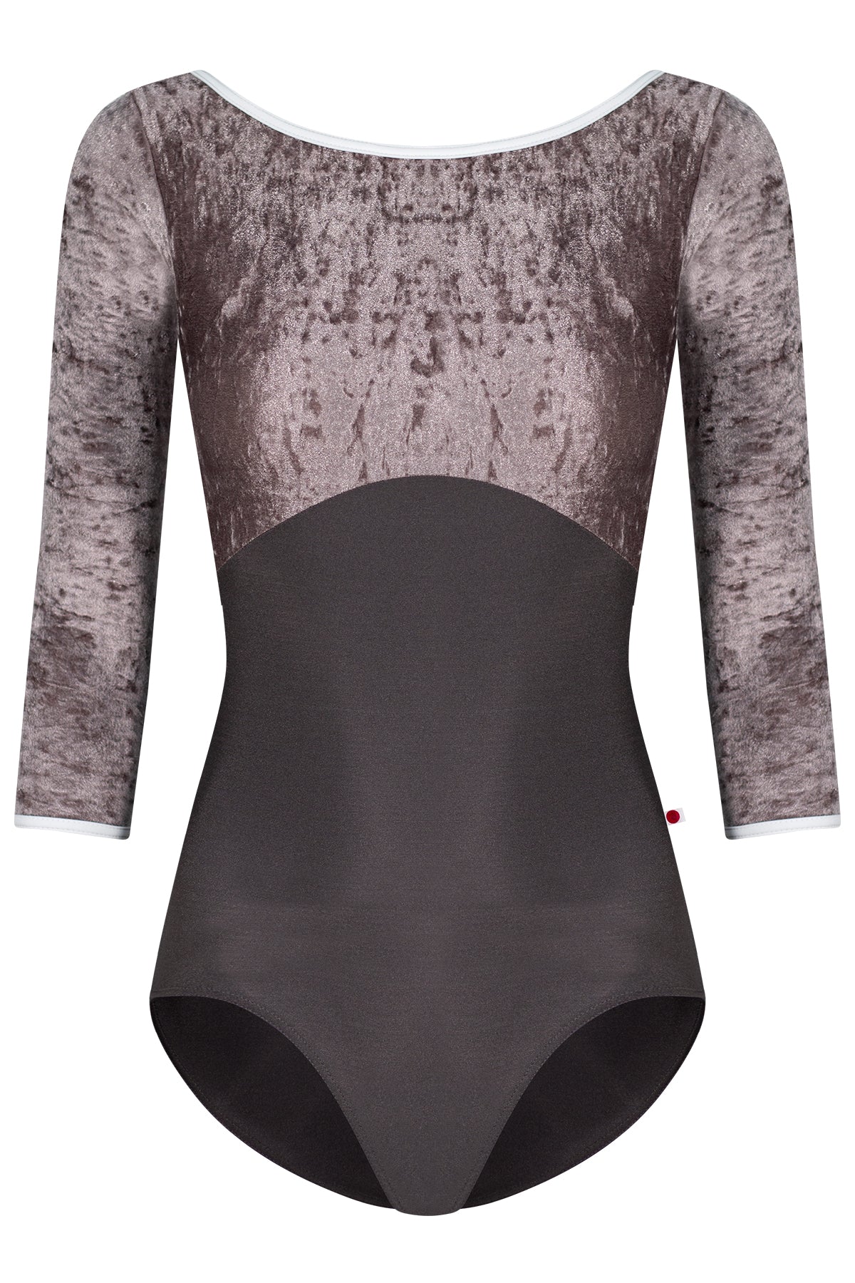 Sofiane leotard in N-Shadow body color with CV-Phantom top color and 3Q Sleeves and T-White trim color