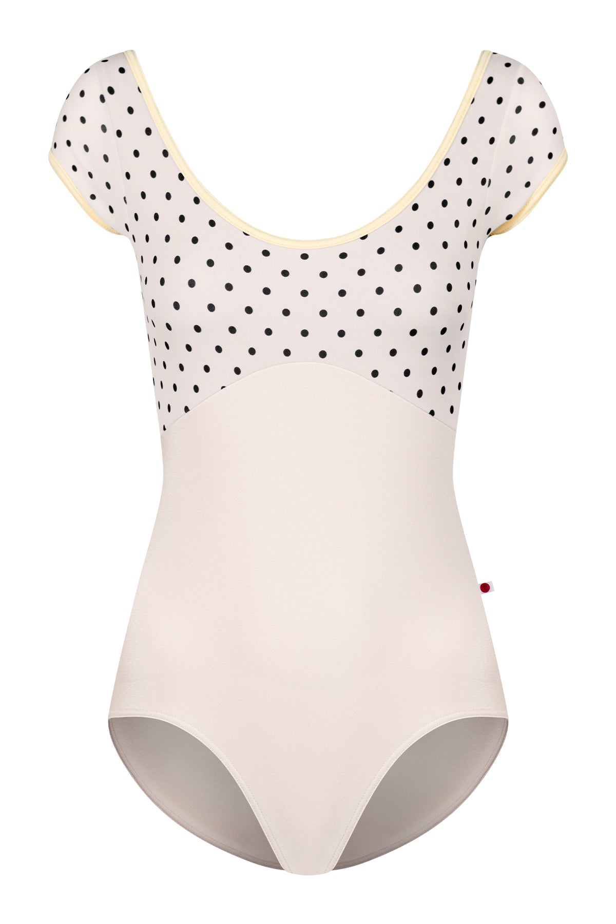 Anna Duo leotard in N-Pearl body color with T-Lunares Cream top & cap sleeves and T-Vanilla trim color