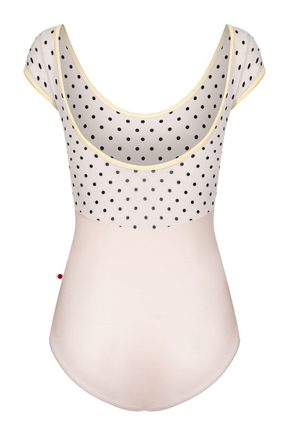Anna Duo leotard in N-Pearl body color with T-Lunares Cream top & cap sleeves and T-Vanilla trim color